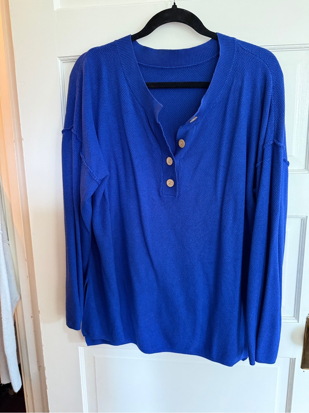 Blue Henley Knit Top - Women